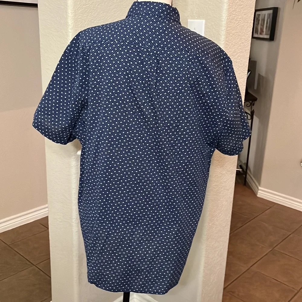J.Crew navy blue small print shirt sleeve button down shirt Size XL